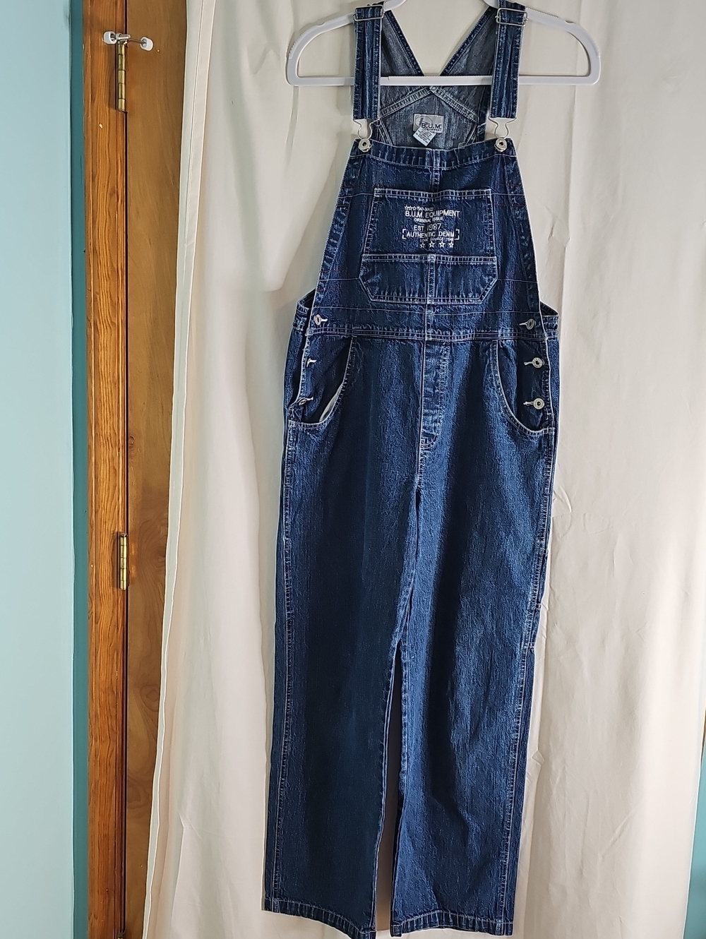 VINTAGE B.U.M. EQUIPMENT ORGINAL ISSUE EST. 1987 Classic Dark Blue Overalls